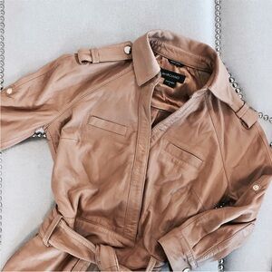 MARCIANO camel/tan leather wrap dress size 0